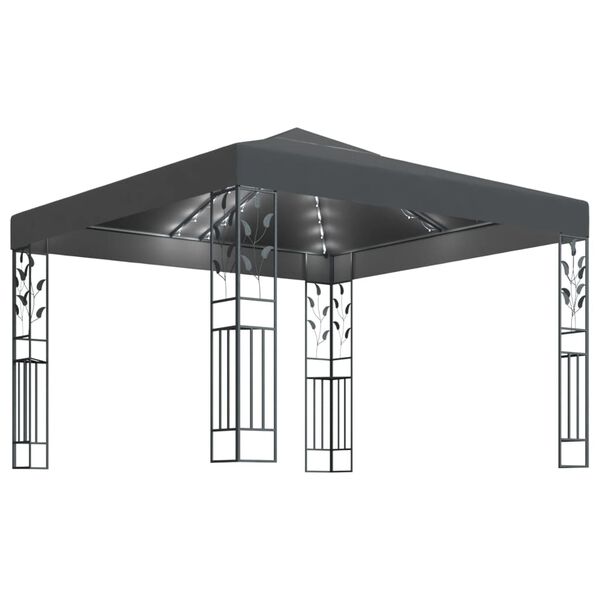 vidaXL Gazebo með LED strengjaljósum 3x3 m Antracite