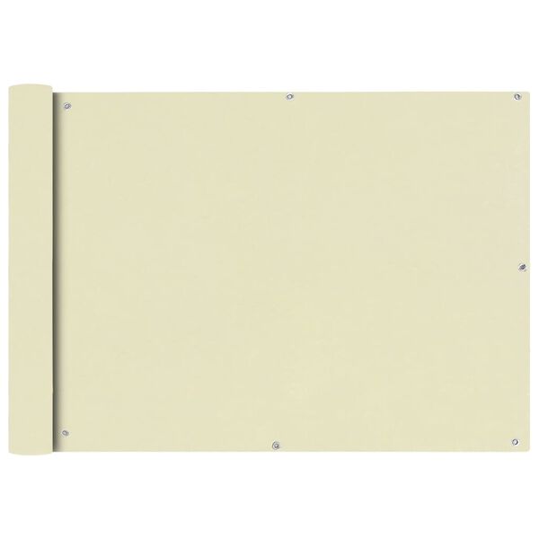 vidaXL Skilrúm á Svalir Oxfordefni 75x600 cm Rjómahvítt