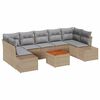 vidaXL Gar&eth;s&oacute;fa sett me&eth; geymslu 8 pcs Beige og lj&oacute;sgr&aacute;r p&oacute;l&yacute;rattan