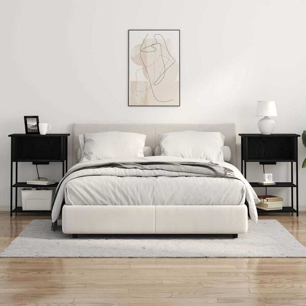 vidaXL Noat&ouml;flu sk&aacute;pur Svartur Eik 55 x 31 x 76 cm Samsettur vi&eth;ur