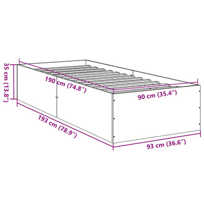 vidaXL Rúmgrind án Dýnu Svört 90x190 cm