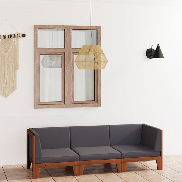 vidaXL 3ja gar&eth;setustofusett me&eth; p&uacute;&eth;um gegnheilum akas&iacute;uvi&eth;i