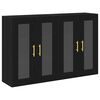 vidaXL Veggsk&aacute;par 2 pcs Svartur Eik 69,5 x 34 x 90 cm Samsettur vi&eth;ur
