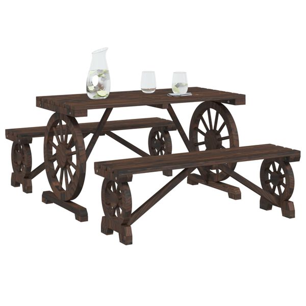 vidaXL 3 Hluta Garðborðstofusett Gegnheill Þinur