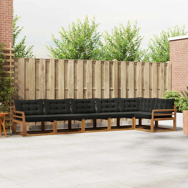 vidaXL &Uacute;ti s&oacute;fasett me&eth; p&uacute;&eth;i 6 pcs N&aacute;tt&uacute;rulegur og svartur