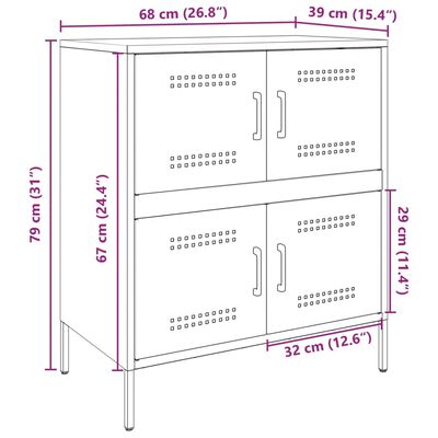 vidaXL Skenkur Hvítur 68x39x79 cm Stál