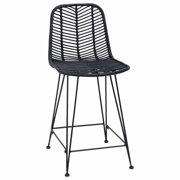 vidaXL Barst&oacute;ll 2 pcs Svartur 44,5 x 54,5 x 97,5 cm Rattan og j&aacute;rn