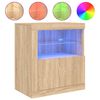 vidaXL Skenkur me&eth; LED Lj&oacute;sum Sonoma Eik 60,5x37x67 cm