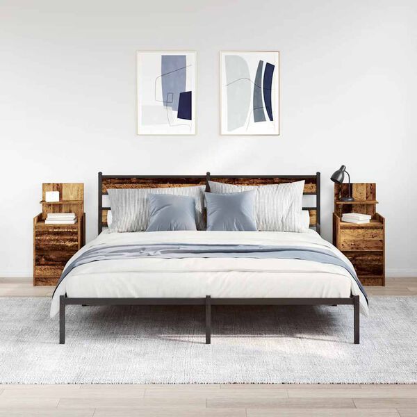 vidaXL N&aacute;ttbor&eth;ssk&aacute;par me&eth; 2 sk&uacute;ffum 2 stk Vi&eth;arlitur 38x34x80 cm