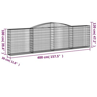 vidaXL Bogadregnir Grjótkassar 10 stk. 400x30x100/120cm Sinkhúðað Járn