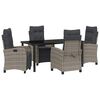 vidaXL Gar&eth;ur bor&eth;sett me&eth; p&uacute;&eth;i 5 pcs Gr&aacute;r p&oacute;l&yacute;rattan