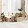 vidaXL 8 stykki gar&eth;s&oacute;fasett me&eth; p&uacute;&eth;um Beige Poly Rattan Acacia