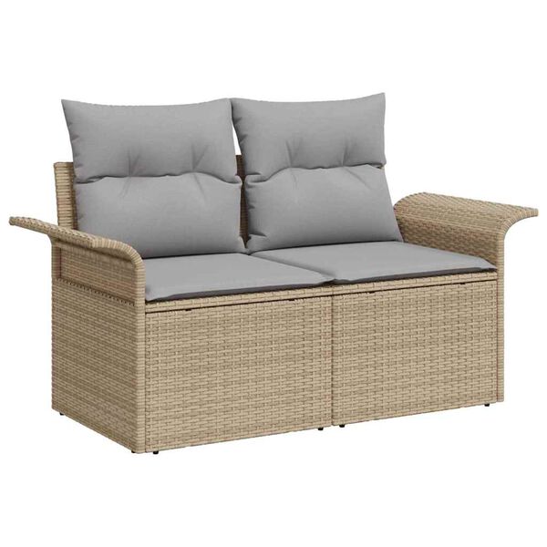 vidaXL Gar&eth;s&oacute;fa sett me&eth; p&uacute;&eth;i 9 pcs Drapplita&eth;ur Poly rattan