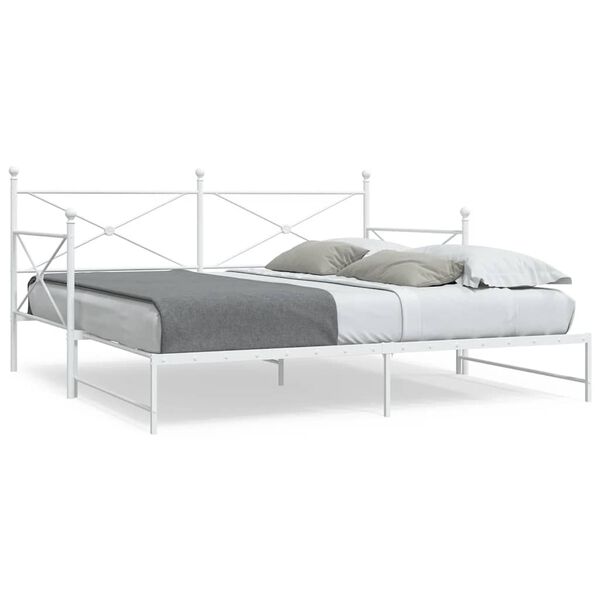 vidaXL Daybed me&eth; r&uacute;llu &aacute;n d&yacute;nu Hv&iacute;tt 107x203 cm St&aacute;l