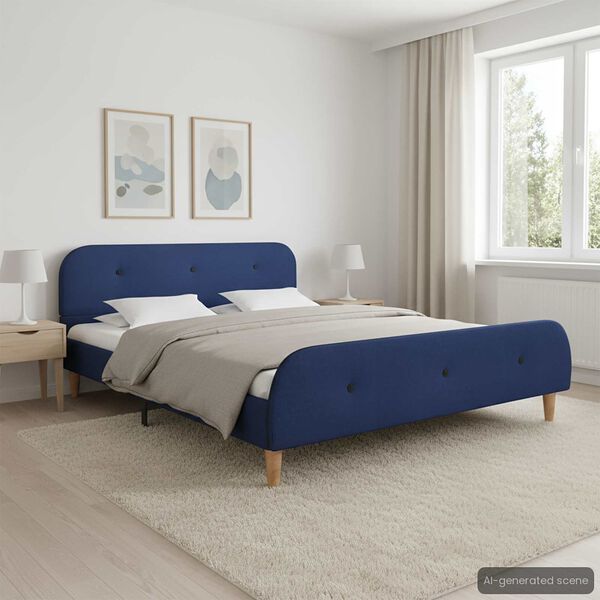 280928 vidaXL Bed Frame Blue Fabric 140x200 cm