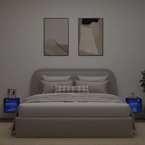 vidaXL Sj&oacute;nvarpssk&aacute;par me&eth; LED-Lj&oacute;sum 2 stk. Svartur 30x28,5x30 cm