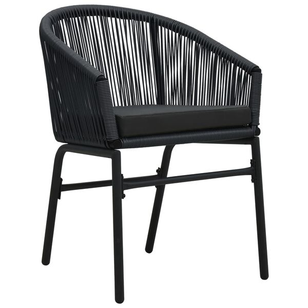 vidaXL Garðstólar 2 stk. Svartir PVC Rattan