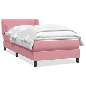 vidaXL Spring r&uacute;m me&eth; d&yacute;nu Bleik 80x220 cm Flauel