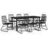 vidaXL 9 Parta Gar&eth;bor&eth;stofusett Svart PVC Rattan