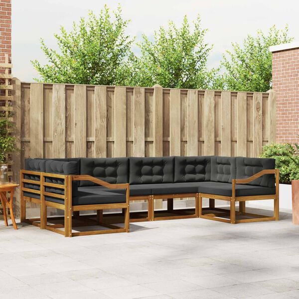 vidaXL &Uacute;ti s&oacute;fasett me&eth; p&uacute;&eth;i 6 pcs N&aacute;tt&uacute;rulegt og Antrac&iacute;t