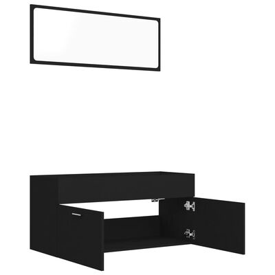 804810 vidaXL 2 Piece Bathroom Furniture Set Black Chipboard