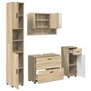 vidaXL Ba&eth;herbergismublasett 4 pcs Sonoma Eik Sni&eth;in vi&eth;ur og m&aacute;lmur