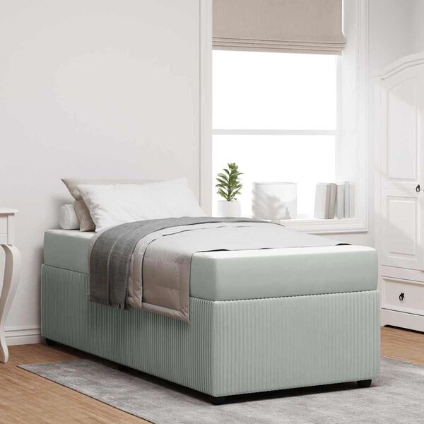 vidaXL Ramsvík með dýnu Ljósgrár 90 x 190 cm dúkur