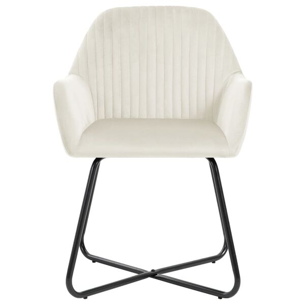 vidaXL Borðstofustólar 4 stk. Rjómahvítir Flauel