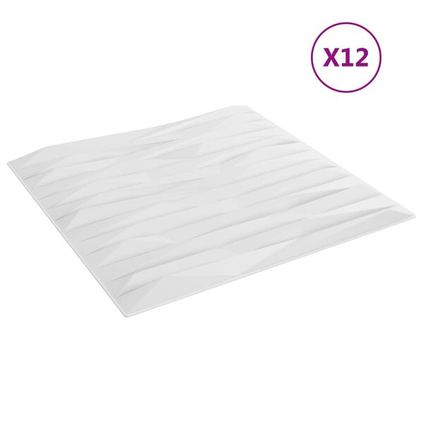 vidaXL Veggþil 12 stk. Hvít 50x50 cm XPS 3 m² Steinamynstur