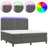 vidaXL H&oacute;lfa&eth; Springr&uacute;m me&eth; D&yacute;nu&LED D&ouml;kkgr&aacute;tt 160x200 cm Flauel
