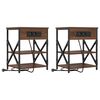 vidaXL Noat&ouml;flu sk&aacute;pur 2 pcs Br&uacute;nn eik 41 x 31 x 51 cm Samsettur vi&eth;ur