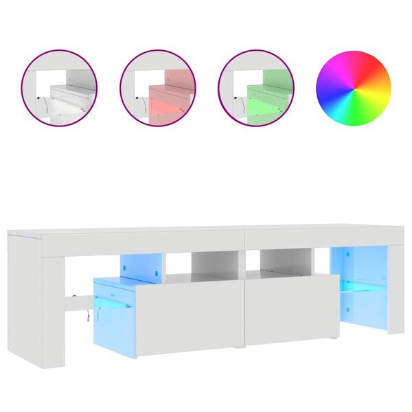 vidaXL Sjónvarpsskápur með LED Ljósum Háglans Hvítur 140x36,5x40 cm