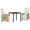vidaXL Gar&eth;ur bor&eth;sett me&eth; p&uacute;&eth;i 3 pcs Drapplita&eth;ur p&oacute;l&yacute;rattan