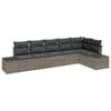 vidaXL Gar&eth;s&oacute;fa sett me&eth; p&uacute;&eth;i 6 pcs Gr&aacute;r p&oacute;l&yacute;rattan