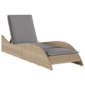 vidaXL Sólbekkur með Sessu 60x205x73 cm Drappað Pólýrattan