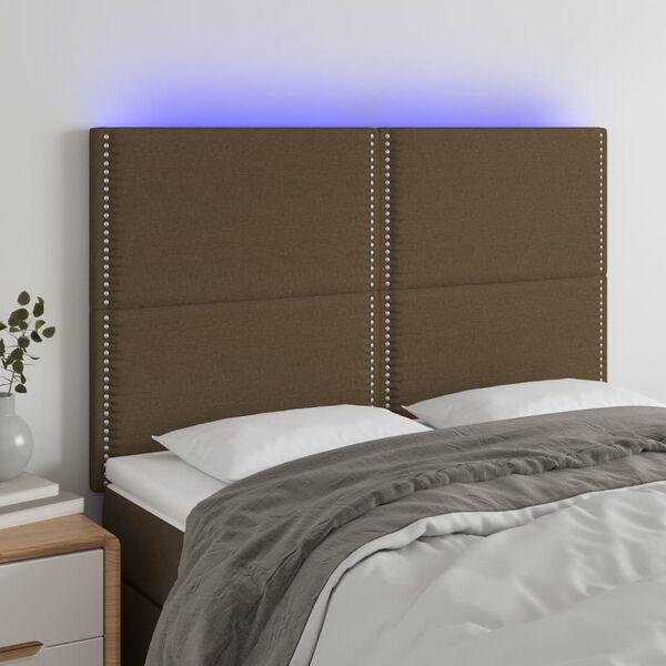 vidaXL LED h&ouml;fu&eth;gafl D&ouml;kkbr&uacute;nt 144x5x118/128 cm Efni