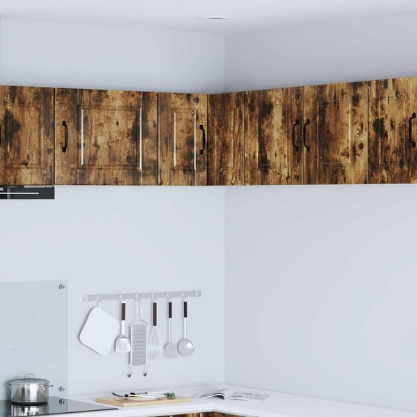 vidaXL Eldh&uacute;s sk&aacute;pur me&eth; hur&eth; Rau&eth;-eik 57 x 57 x 40 cm Samsettur vi&eth;ur