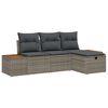 vidaXL Gar&eth;s&oacute;fa sett me&eth; p&uacute;&eth;i me&eth; geymslu 4 pcs Gr&aacute;r p&oacute;l&yacute;rattan