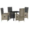 vidaXL Gar&eth;ur bor&eth;sett me&eth; p&uacute;&eth;i 5 pcs Gr&aacute;r p&oacute;l&yacute;rattan