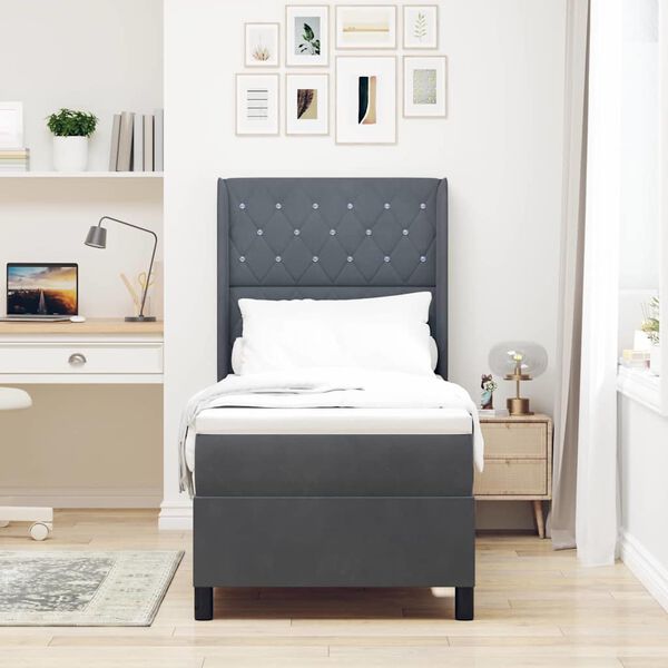 vidaXL Kassi vorinn r&uacute;m me&eth; d&yacute;nu me&eth; led D&ouml;kk gr&aacute; 80 x 200 cm Flauel