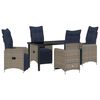 vidaXL Bor&eth; og st&oacute;laflokkur me&eth; p&uacute;&eth;i 5 pcs Gr&aacute;r PE rattan