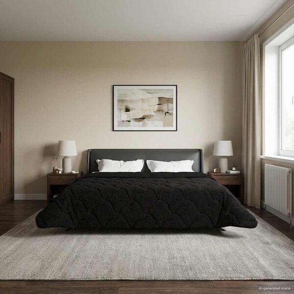 vidaXL Full &aacute;rs d&yacute;na Svartur 200 x 220 cm Microfiber og Teddy f&oacute;&eth;ri&eth;