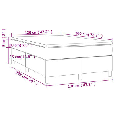 vidaXL Hólfað Springrúm með Dýnu Mógrár 120x200 cm Tauefni