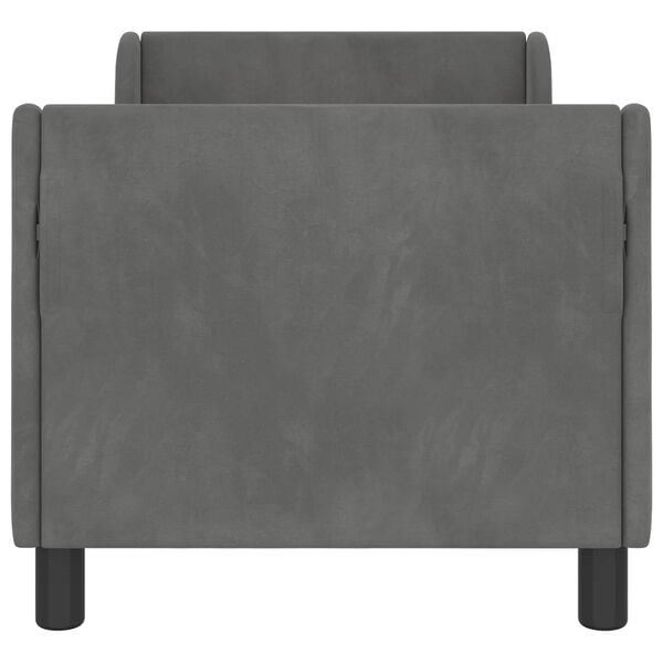 vidaXL Rúmrammi fyrir litla krakka með höfðahimni Dökk grá 70 x 140 cm