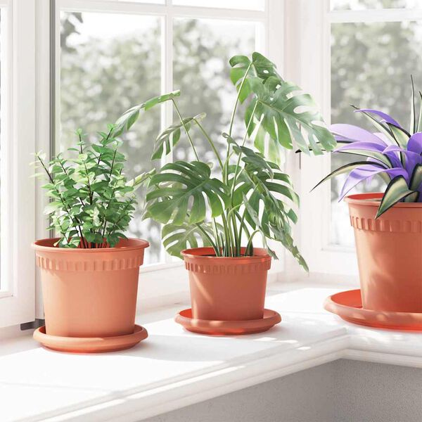 vidaXL R&uacute;n bl&oacute;mapotta 24 pcs Ekkert Rautt &Oslash; 12,5 x 10 cm Plast