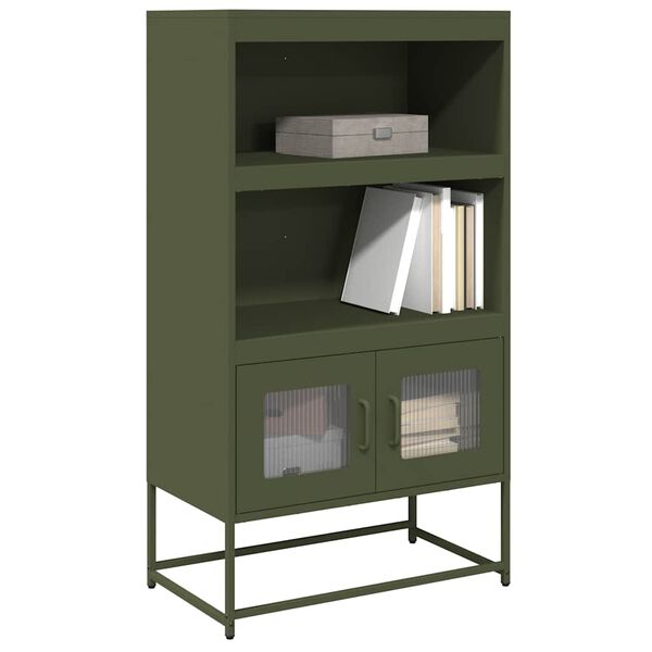 vidaXL Highboard Olive Green 68x39x123 cm Stál