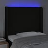 vidaXL LED h&ouml;fu&eth;gafl Svart 93x16x118/128 cm Efni