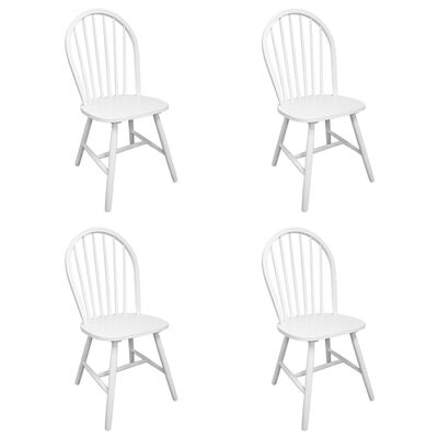 242027 vidaXL Dining Chairs 4 pcs White Solid Rubber Wood