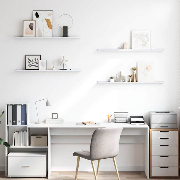 vidaXL Vegghylla 4 pcs Hv&iacute;tt marmara 100 x 9 x 3 cm Samsettur vi&eth;ur