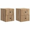 vidaXL Vegghengdur n&aelig;turbor&eth;sk&aacute;pur 2 pcs Handverkseik Samsettur vi&eth;ur